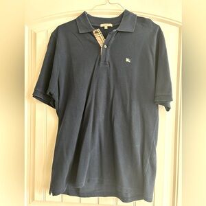 Navy Blue Burberry Polo Shirt - Medium
